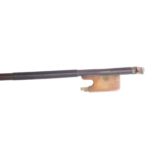 2257 - English silver and ivory mounted violin bow by and stamped W.E. Hill & Sons, in need of restorat... 