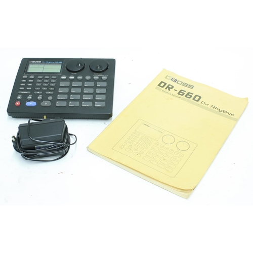 1238 - Boss Dr Rhythm DR-660 drum machine, with PSU and manual