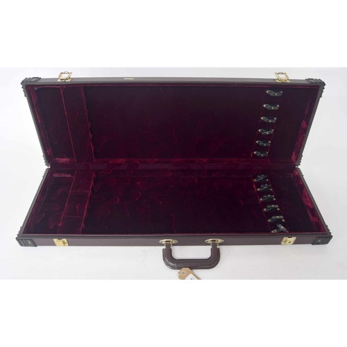 2203 - Good twelve division bow case, with burgundy plush lined interior