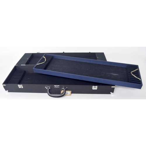 2206 - Good thirty-six division bow case, with dark plush lined interior