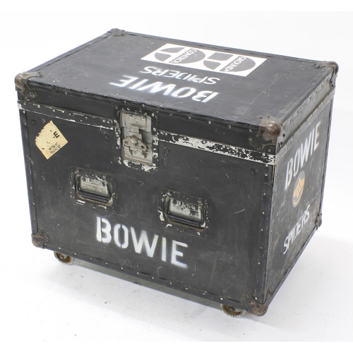 680 - David Bowie interest - a heavy duty flight case on wheels, bearing 'Bowie', 'Spiders', 'Ground Contr... 