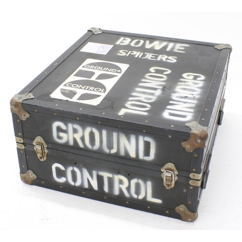 681 - David Bowie - a heavy duty flight case, bearing 'Bowie', 'Spiders', 'Ground Control' stencils and va... 