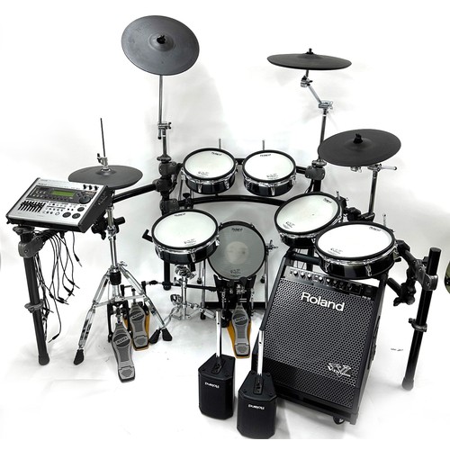 1227 - Roland V-Drum electric drum kit system to include a TD-20 percussion sound module, a KD-120 kick dru... 