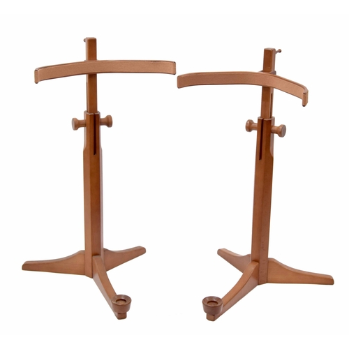 2501 - Good pair of contemporary wooden adjustable violoncello stands (2)