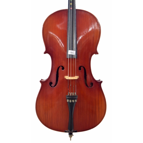 2502 - Contemporary three-quarter size German violoncello labelled Musima, 27