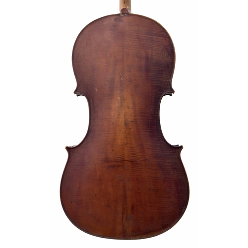 2507 - Late 19th century Mittenwald violoncello in need of some restoration, 29 1/2