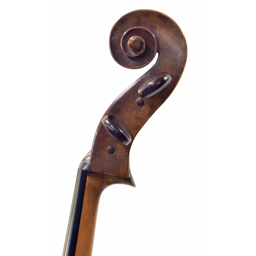 2508 - Late 19th century French three-quarter size violoncello labelled Barbe d'Avallon, 27 1/4