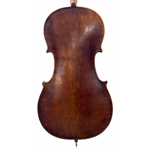 2510 - 18th century English violoncello in need of restoration faintly inscribed J. Brown, London... to the... 