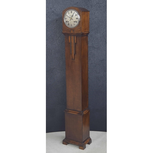 24 - Art Deco Bravingtons Renown oak cased grandmother clock, 54