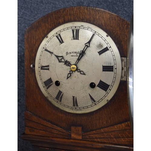 24 - Art Deco Bravingtons Renown oak cased grandmother clock, 54