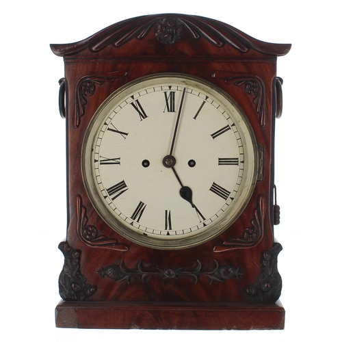 1360 - Mahogany double fusee bracket clock, the movement with locking pendulum, the 8