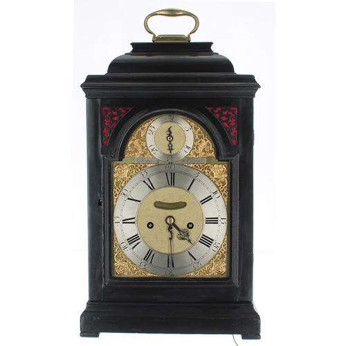 1364 - Fine English ebonised double fusee verge bracket clock, the 7