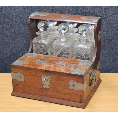 1 - Early 20th century walnut tantalus humidor with silver plated mounts, the raised mirror back enclosi... 