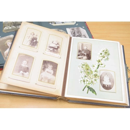 29 - Leather bound photograph album containing interesting collection of old portrait photographs; togeth... 