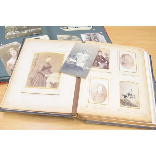 29 - Leather bound photograph album containing interesting collection of old portrait photographs; togeth... 