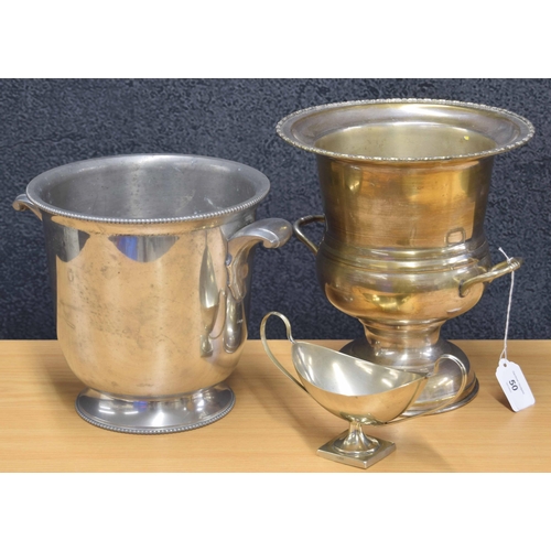 50 - Silver plated campagna urn champagne cooler, 8.75