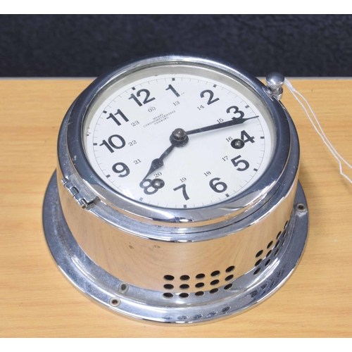 44 - Wempe Chronometerwerke, Hamburg, chrome cased ships bulk head wall clock, the 4.25