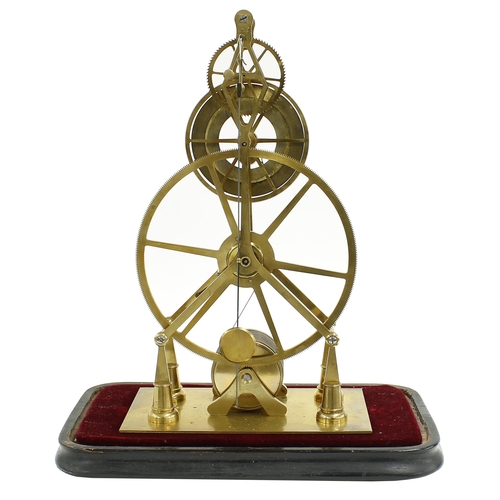 1512 - Brass great wheel single fusee skeleton clock, the 3