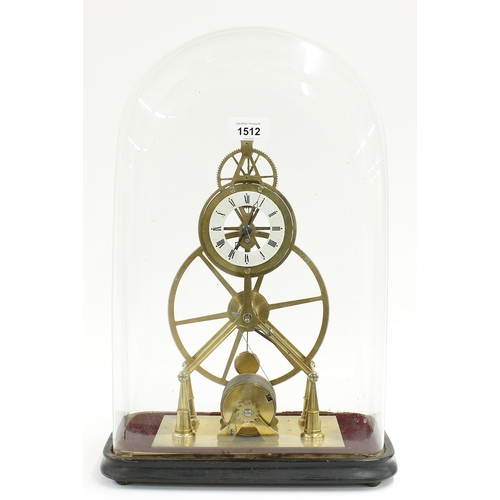 1512 - Brass great wheel single fusee skeleton clock, the 3