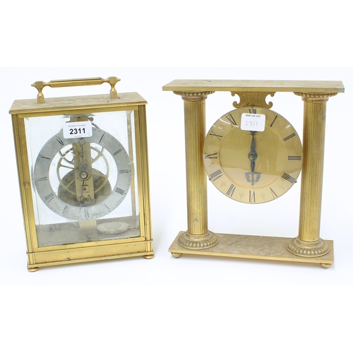 2311 - Contemporary four glass skeleton clock, the 5.25