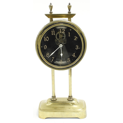 2510 - French brass gravity mantel clock timepiece, the 3.25