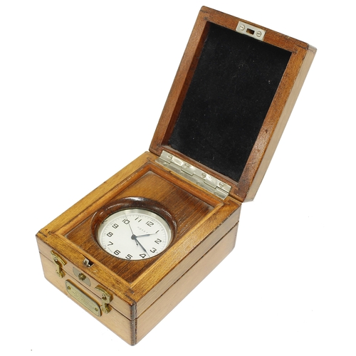 1336 - Russian nickel plated deck watch by Novet, within a three part light wooden fitted case... 