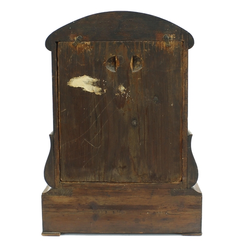 1517 - Small attractive walnut two train mantel clock, the 4.75