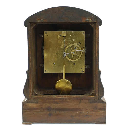 1517 - Small attractive walnut two train mantel clock, the 4.75