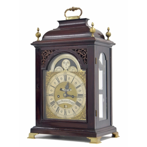 1356 - Good English mahogany double fusee verge bracket clock with six pillar movement, the 6.75