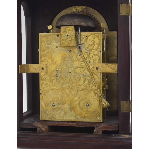 1356 - Good English mahogany double fusee verge bracket clock with six pillar movement, the 6.75