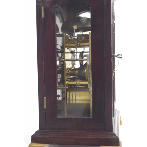 1356 - Good English mahogany double fusee verge bracket clock with six pillar movement, the 6.75