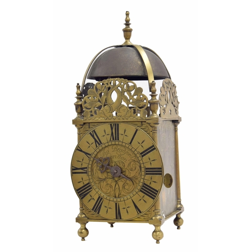 1329 - English brass hoop and spike verge lantern clock, the 6.25