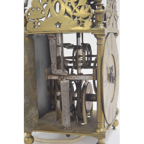 1329 - English brass hoop and spike verge lantern clock, the 6.25