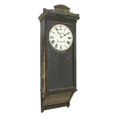 2610 - Aesthetic movement ebonised two train wall clock, the 14