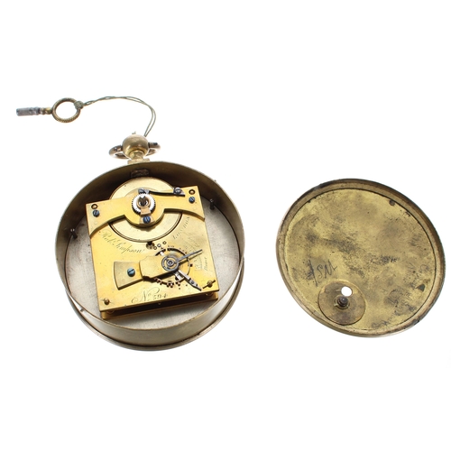 1315 - Good brass oversize pocket watch, the movement back plate and 3