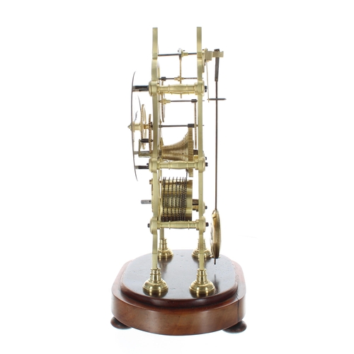 1522 - Brass single fusee skeleton clock, the 4