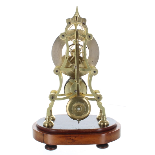 1522 - Brass single fusee skeleton clock, the 4