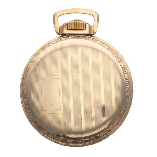 186 - American Waltham 'Riverside' rolled gold lever set pocket watch, serial no. 17122175, circa 1908, 19... 