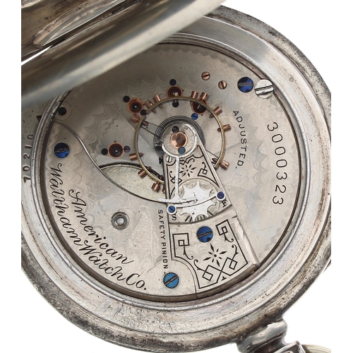 195 - American Waltham lever pocket watch, serial no. 3000323, circa 1886, circa signed adjusted movement ... 