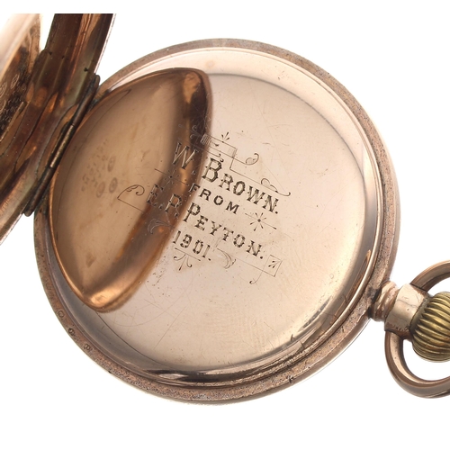 197 - American Waltham 'Bond St.' gold plated lever pocket watch, serial no. 9225678, circa 1899, signed m... 