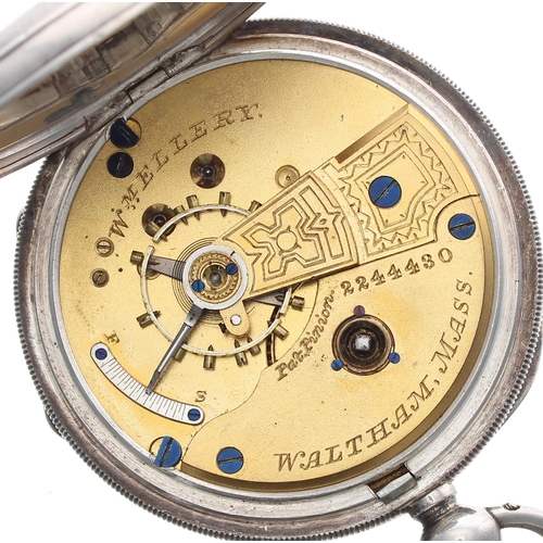 201 - American Waltham 'W'm Ellery silver lever pocket watch, serial no. 2244430, circa 1883, signed movem... 