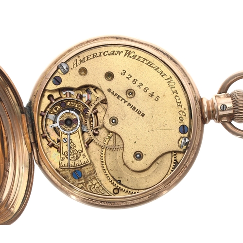 202 - American Waltham gold plated lever set fob watch, serial no. 3262645, circa 1886, signed movement, w... 