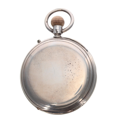 204 - Late 19th century silver fly-back chronograph lever pocket watch, London 1883, Patent three quarter ... 