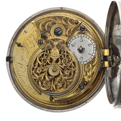 211 - George III silver verge pair cased pocket watch, London 1793, the fusee movement signed Jas Hood, Lo... 