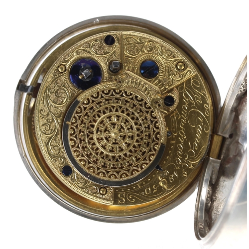 212 - George III silver verge pair cased pocket watch with a named dial, Birmingham 1802, the fusee moveme... 