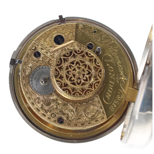 213 - George III silver verge pair cased doctors pocket watch, London 1804, the fusee movement signed Rob'... 