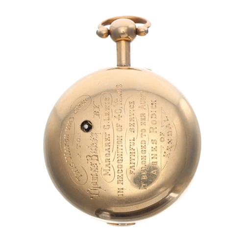 214 - William IV/early Victorian 18ct rack lever pair cased pocket watch, Chester 1837, the fusee movement... 