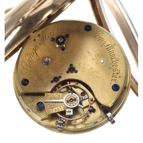 216 - Late Victorian 18ct Centre Seconds Chronograph lever pocket watch, Chester 1897, gilt three quarter ... 