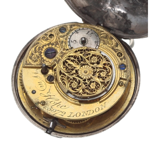 217 - George III silver verge pair cased pocket watch, London 1800, the fusee movement signed Wm Hope, no.... 