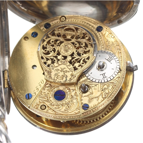 219 - George III silver verge half hunter pocket watch, London 1814, unsigned fusee movement, no. 5550, wi... 